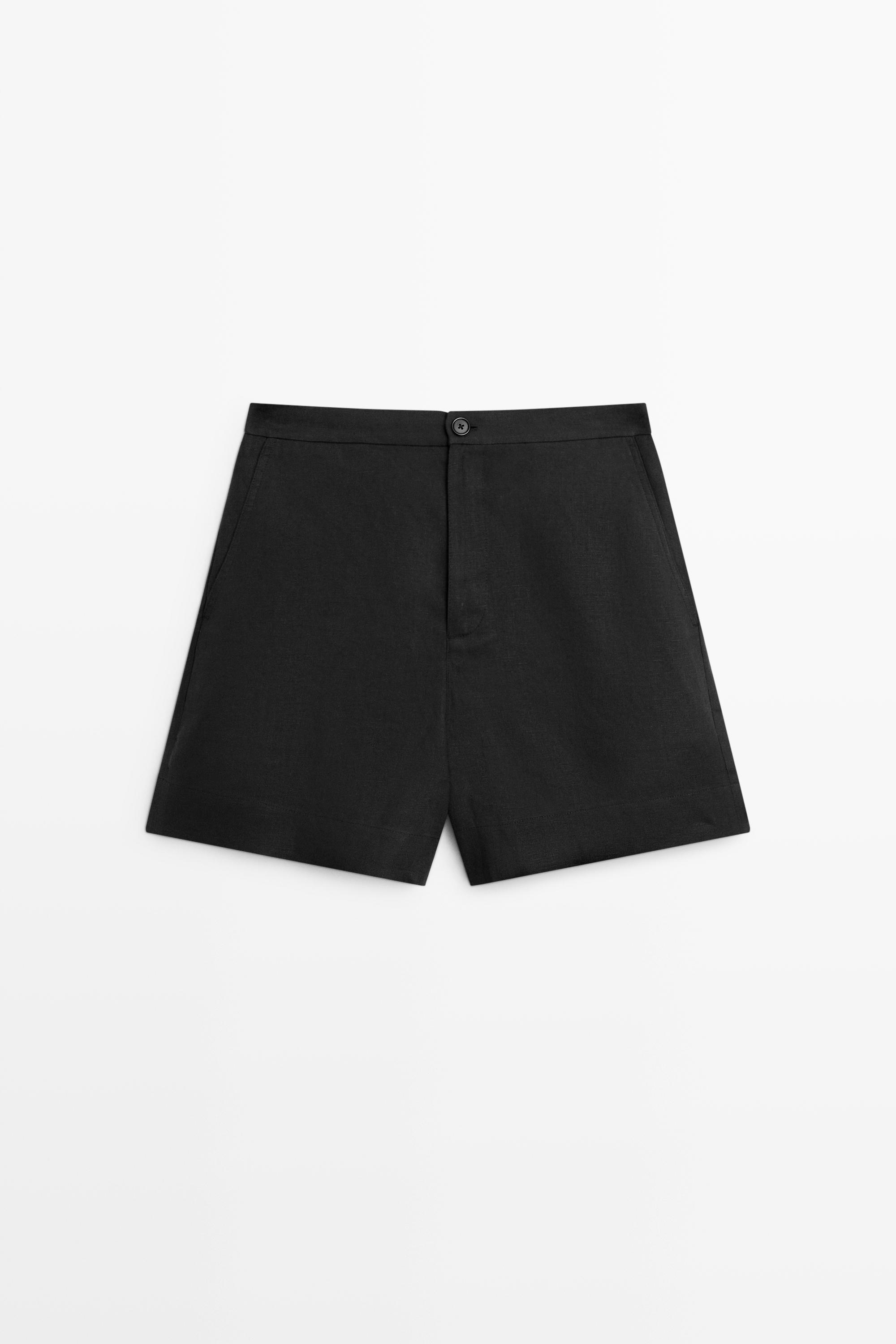 100% linen short Bermuda shorts